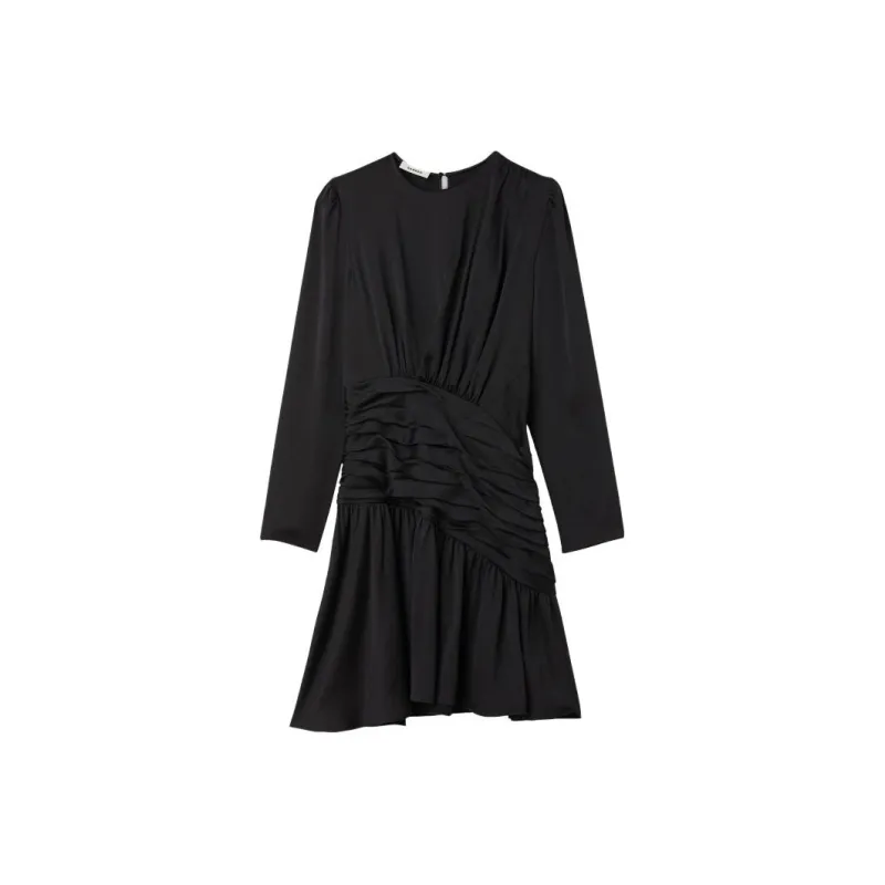 Sandro Leticia Draped Long-sleeve Minidress-0