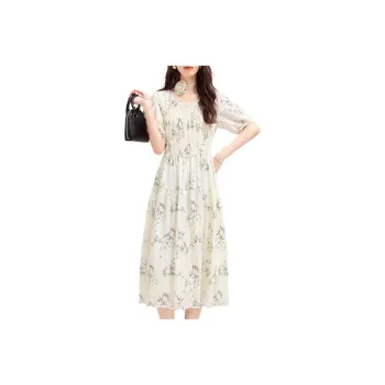 Emodues Short Sleeved Dress Women's Apricot