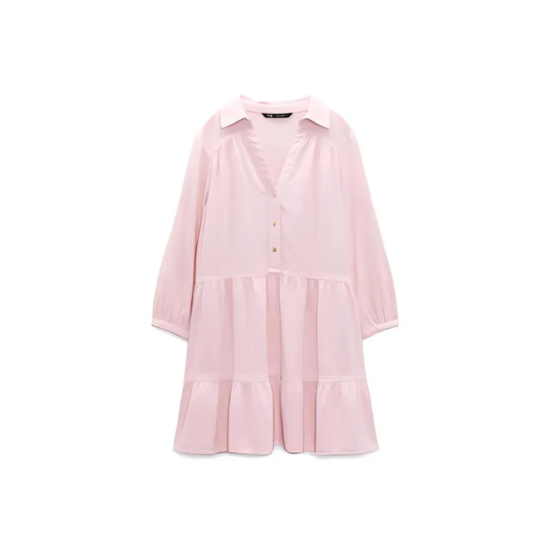 ZARA Long-Sleeved Dresses Women's Pink-0