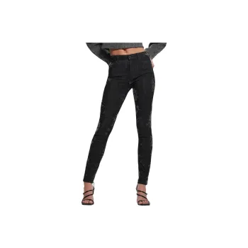 GUESS FW23 1981 Metallic Floral Skinny Jeans Jeans Women's Black
