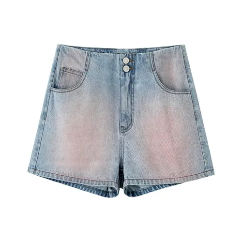 ZHOUMIAO Casual Shorts Women's Pink Mist Blue