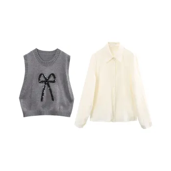 A Paradise For Awakening Shirt Matching Set Women's Gray