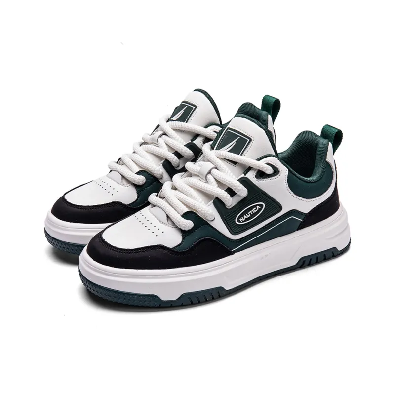 NAUTICA Abrasion Resistant Height Increasing Low Top Skateboard Shoes Men's White Green-2