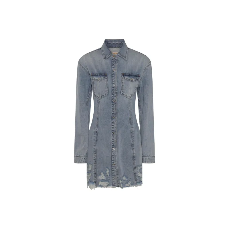 7 FOR ALL MANKIND Long Sleeved Dress Women's Blue-0