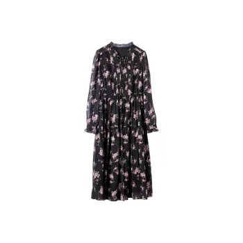 XIANGYING Long Sleeved Dress Women's Black