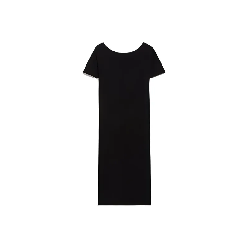 MaxMara Studio Luglio Collection Stretch Viscose Dress Short Sleeved Dresses Women's Black-0