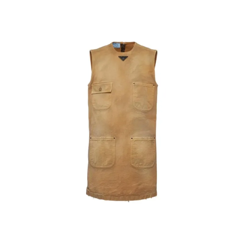 PRADA SS24 Sleeveless Dress Women's Light Umber-0