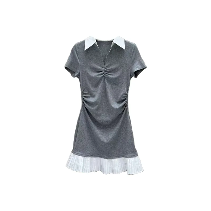 BEAUTIFUL CONFESSION Short Sleeved Dress Women's Gray-0