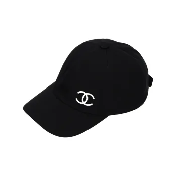 CHANEL Cotton Baseball Caps Women's Black