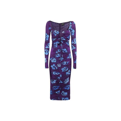 VERSACE JEANS COUTURE Floral-Printed Cut-Out Detailed Midi Dress