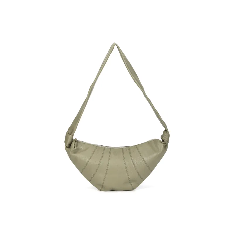 Lemaire Croissant Series Cow Leather Croissant Bag, Croissant Bag Shoulder Bag Medium Size Women's Gray Khaki-0
