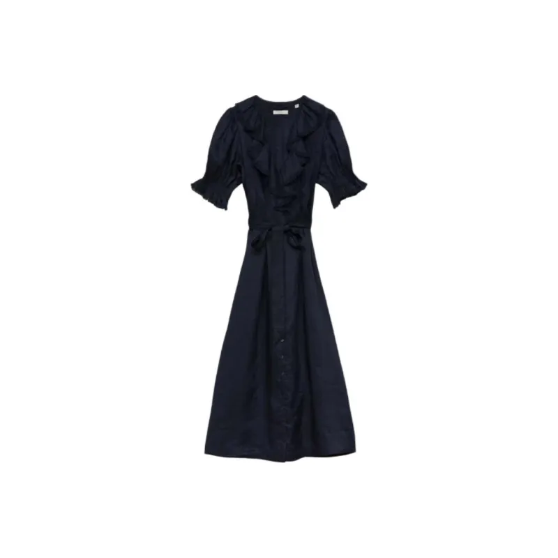 DOEN HARRIETTE DRESS Short Sleeved Dress Women's Dark Blue-0