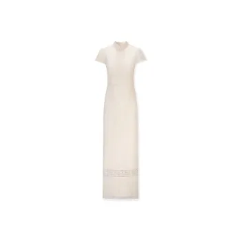 PZGE Short Sleeved Dresses Women's Plain Brocade Flowing Clouds