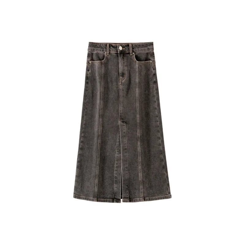 BANANA BABY Denim Long Skirts Women's Black-0