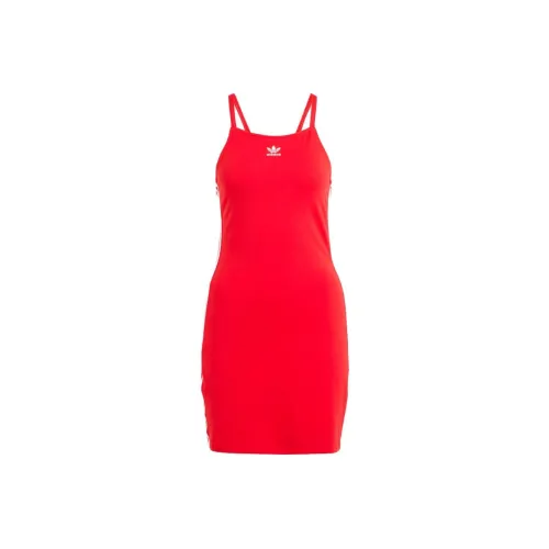 Adidas Originals 3-Stripes Mini Dress Slip Dresses Women's Orange Red