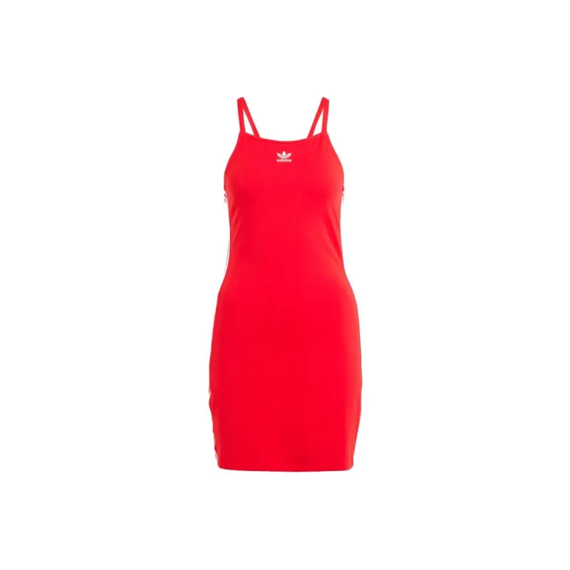 Adidas Originals 3-Stripes Mini Dress Slip Dresses Women's Orange Red-0