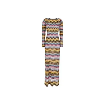 MISSONI Lamé Lace Open Back Long Dress