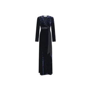 DVF Diane Von Furstenberg SS23 Long-Sleeved Dresses Women's Blue Black