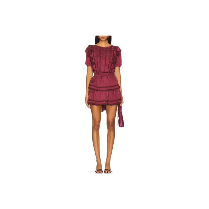 LOVESHACKFANCY Short-Sleeved Dresses Women's Deep Red-0
