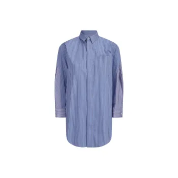 Sacai Striped Curved Hem Shirt