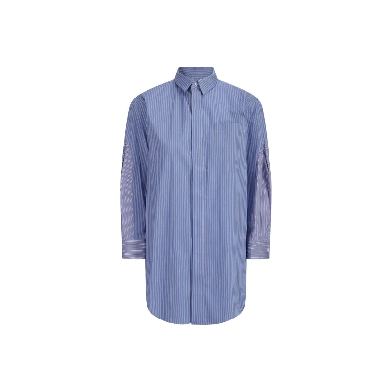 Sacai Striped Curved Hem Shirt-0