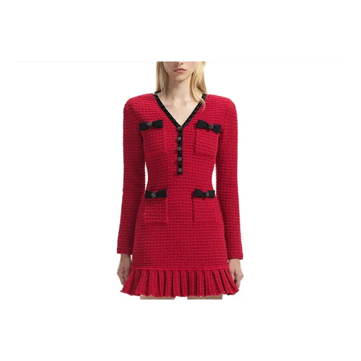 Self portrait Long Sleeved Dresses Women's Burgundy-0