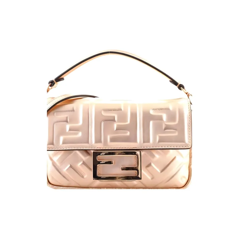 FENDI Leather Baguette Bag Crossbody Bag Handbag Shoulder Bag Mini Women's Rose Gold-4