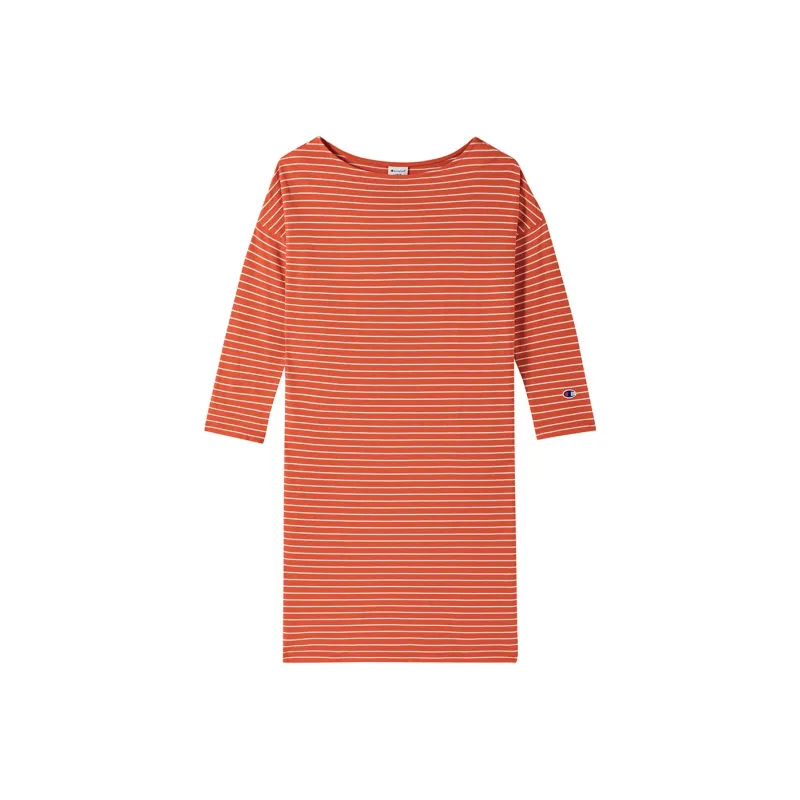 Champion FW24 Long-Sleeved Dresses Women's Orange Stripes-0