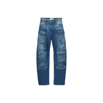 MSGM Pre Washed Denim Cargo Jeans