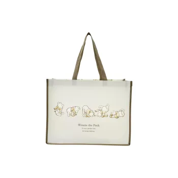 Disney Winnie The Pooh Series Polyester Tote Bag, Shopping Bag, Shoulder Bag Medium Size Unisex Ecru