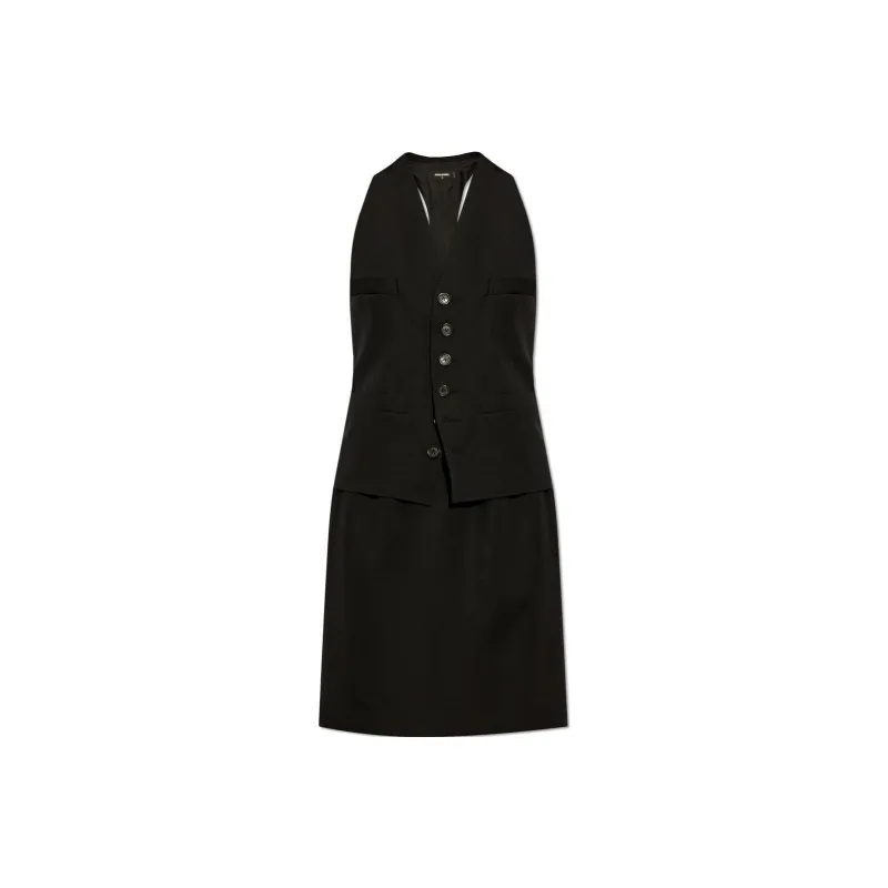 DSQUARED 2 V Neck Sleeveless Mini Dress-0