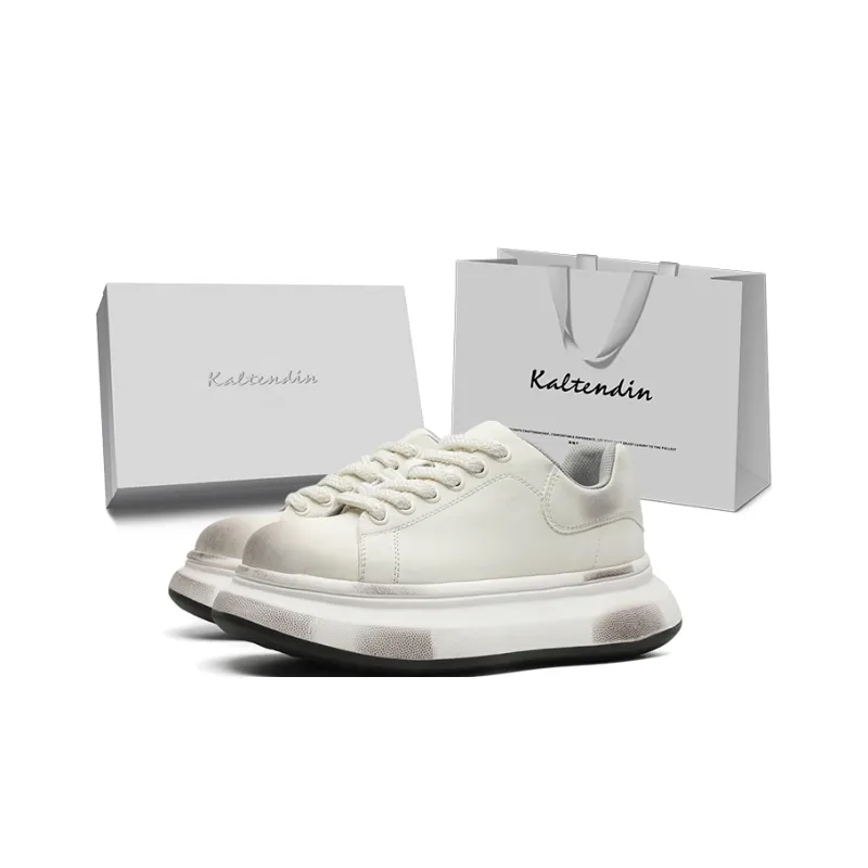 Kaltendin Low Top Skateboard Shoes Unisex Polished White-5