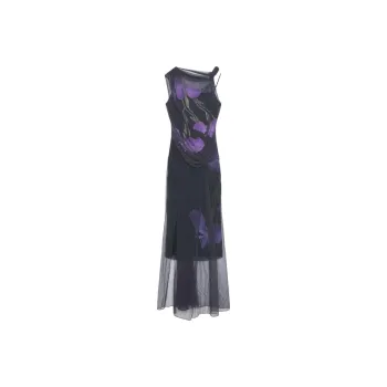 GIVENCHY Dress In Floral Dévoré Satin Jersey Sleeveless Dress Women's Purple