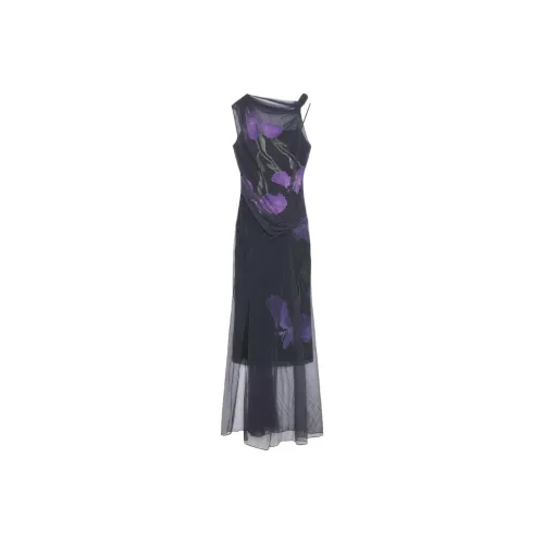 GIVENCHY Dress In Floral Dévoré Satin Jersey Sleeveless Dress Women's Purple
