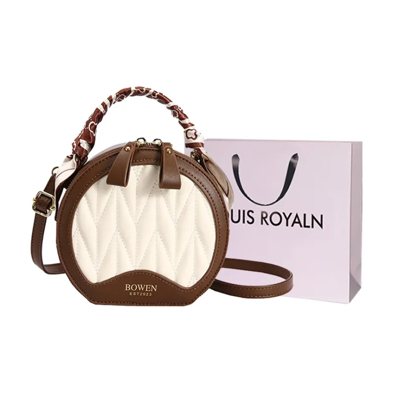 LOUIS ROYALN PU One Shoulder Handbag Regular Women's Brown White/Black/Black White/Brown-0