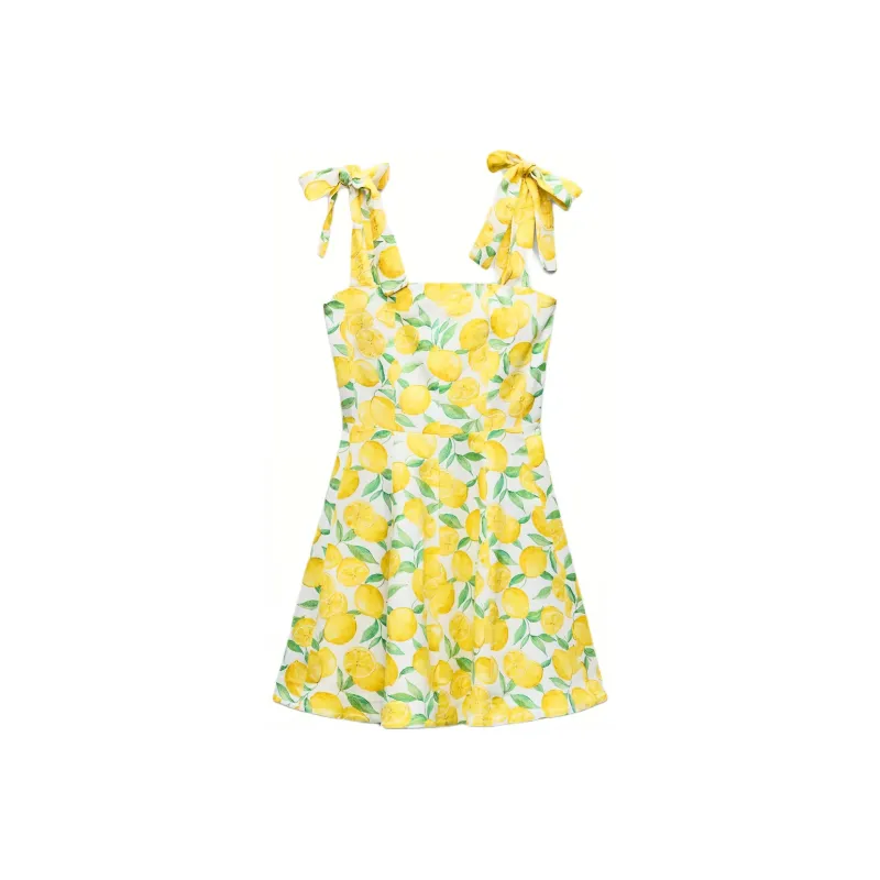 ZARA Sleeveless Dress Women's Yellow-0