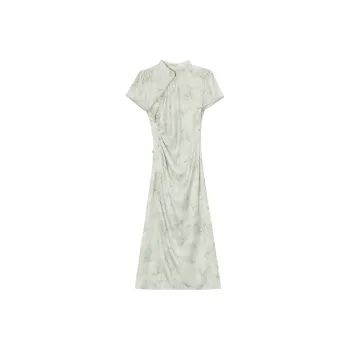 AHDO Short Sleeved Dress Women's Light Gray Green
