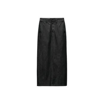 ZARA New Year Denim Long Skirts Women's Coal Gray