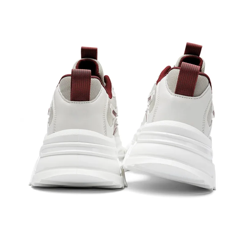 JEEP SPIRIT Slip Resistant, Abrasion Resistant, Breathable, Height Increasing Low Top Chunky Sneakers Men's White-5