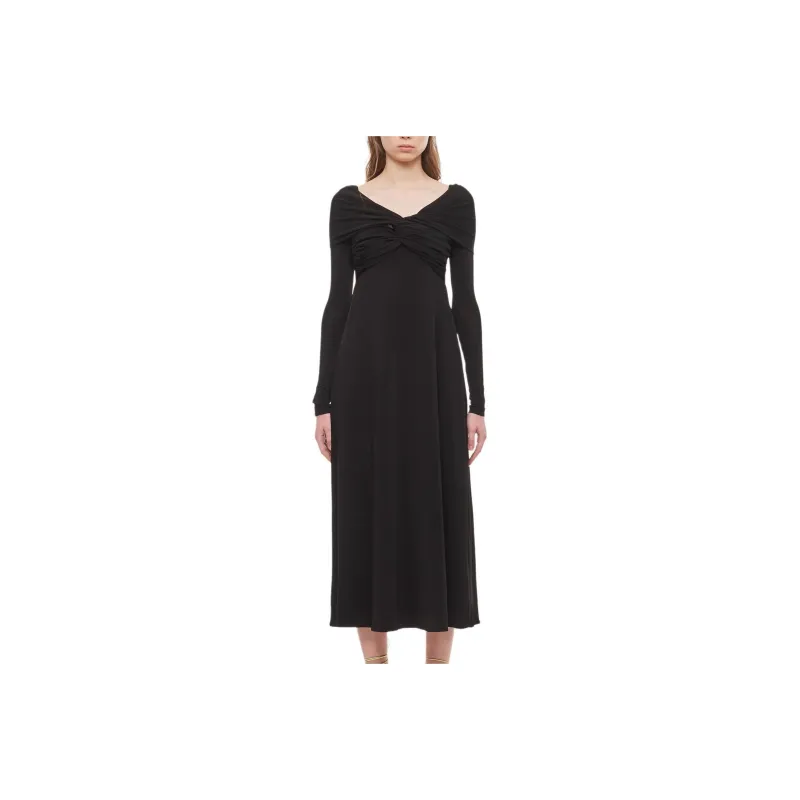 KHAITE Off Shoulder Ope Back Dress-0