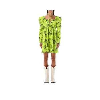 GANNI Long-Sleeved Dresses Women's Neon Green