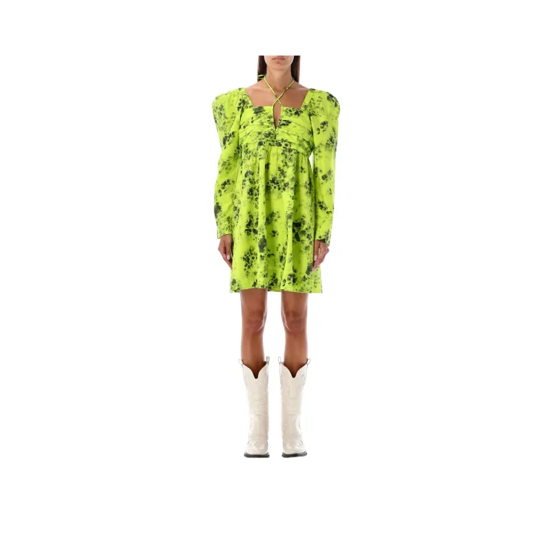 GANNI Long-Sleeved Dresses Women's Neon Green-0