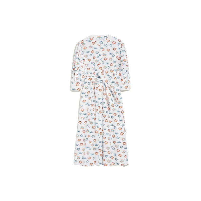 MaxMara Canoa Collection Donut All Over Print Belt 3/4 Sleeved Women's White-0