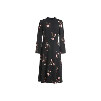 QIAOWANNI Long Sleeved Dresses Women's Black