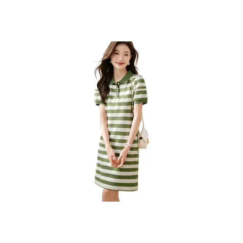 Mo Han Yi Mei Short Sleeved Dress Women's Green-0
