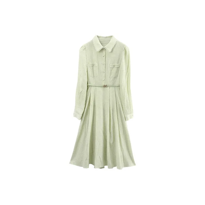 A paradise for awakening Long Sleeved Dresses Women's Green-0