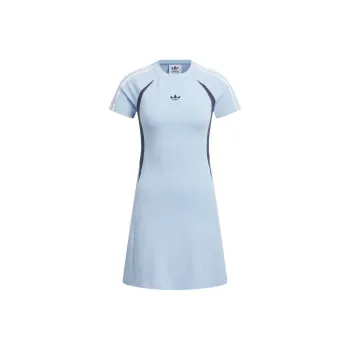Adidas Originals JERSEY SHORT SLEEVE DRESS Short Sleeved Dresses Women's Brilliant Blue/midnight Gray