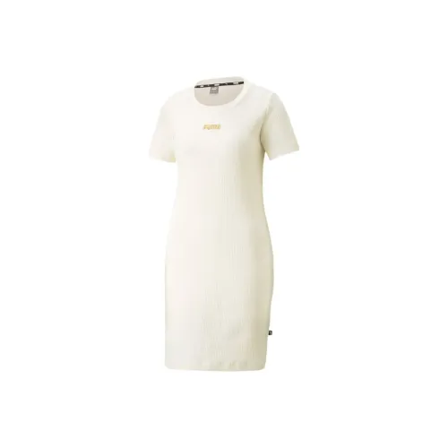 PUMA Short-Sleeved Dresses Women's Milk White