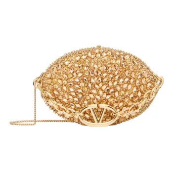 Valentino CARRY SECRETS Metal Shoulder Bag, Crossbody Bag, Handbag Women's Gold