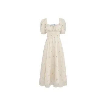 HUINIAN Short Sleeved Dress Women's Apricot